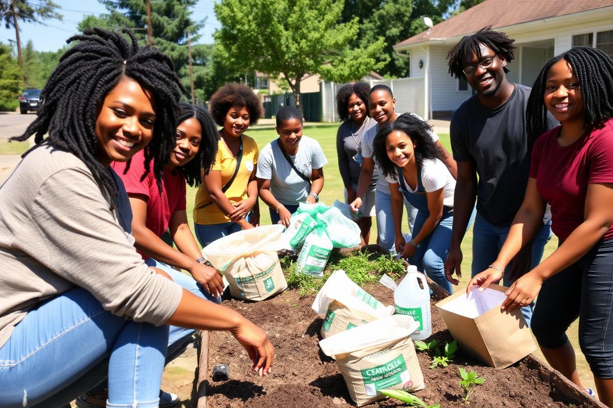 Teens leading a neighborhood garden project together